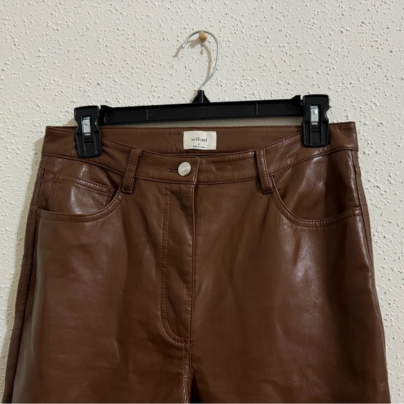 Aritzia Wilfred Melina Faux Leather Pants - Rich Mocha Brown - Size 6 - Picture 5 of 7